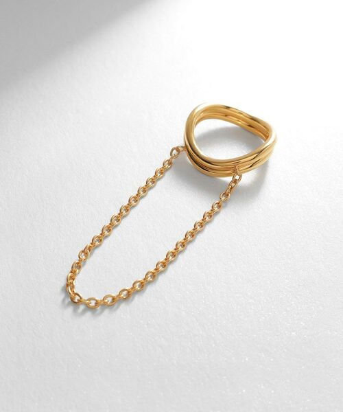 COCOSHNIK ONKITSCH / ココシュニックオンキッチュ リング | シルバー ドレープチェーン ダブルカーブリング GP（ゴールド(600)）