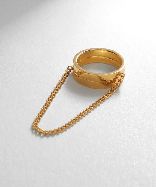 COCOSHNIK ONKITSCH / ココシュニックオンキッチュ リング | シルバー ドレープチェーン ダブルストレートリング GP | 詳細1