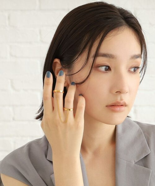 COCOSHNIK ONKITSCH / ココシュニックオンキッチュ リング | シルバー ドレープチェーン ダブルストレートリング GP | 詳細10