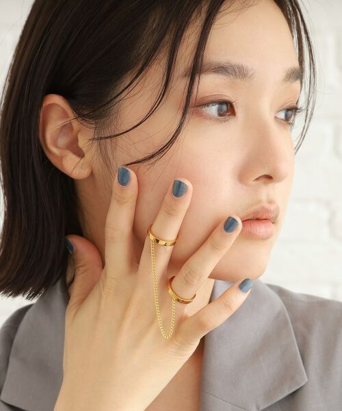 COCOSHNIK ONKITSCH / ココシュニックオンキッチュ リング | シルバー ドレープチェーン ダブルストレートリング GP | 詳細11