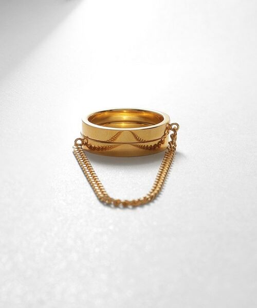 COCOSHNIK ONKITSCH / ココシュニックオンキッチュ リング | シルバー ドレープチェーン ダブルストレートリング GP | 詳細3