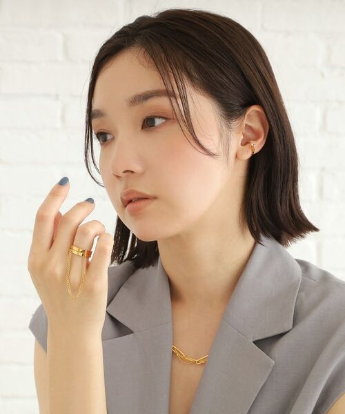 COCOSHNIK ONKITSCH / ココシュニックオンキッチュ リング | シルバー ドレープチェーン ダブルストレートリング GP | 詳細7