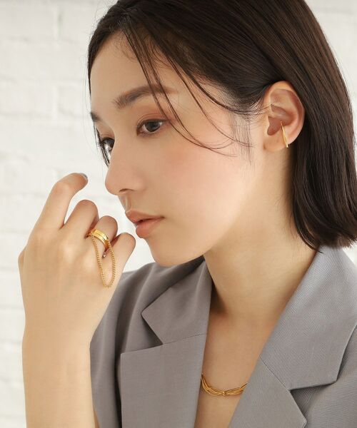 COCOSHNIK ONKITSCH / ココシュニックオンキッチュ リング | シルバー ドレープチェーン ダブルストレートリング GP | 詳細8