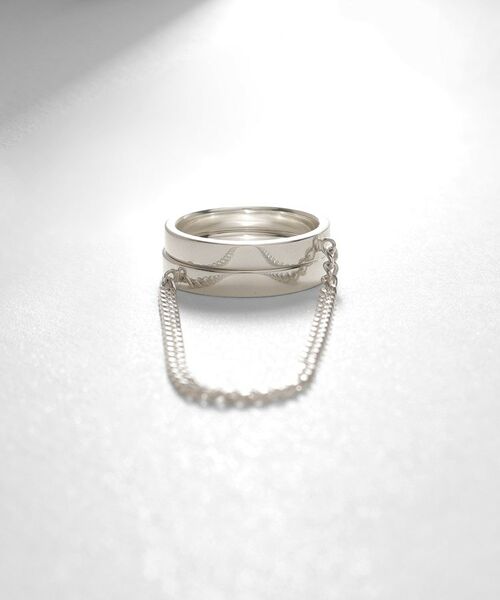 COCOSHNIK ONKITSCH / ココシュニックオンキッチュ リング | シルバー ドレープチェーン ダブルストレートリング | 詳細3
