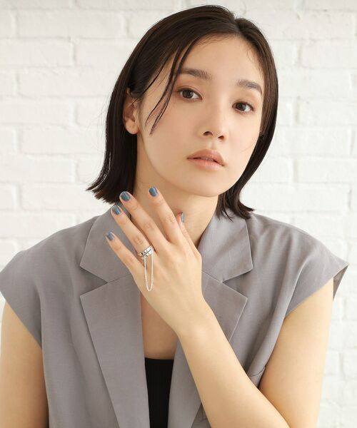 COCOSHNIK ONKITSCH / ココシュニックオンキッチュ リング | シルバー ドレープチェーン ダブルストレートリング | 詳細7