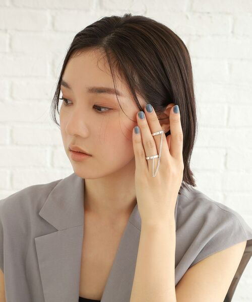 COCOSHNIK ONKITSCH / ココシュニックオンキッチュ リング | シルバー ドレープチェーン ダブルストレートリング | 詳細8