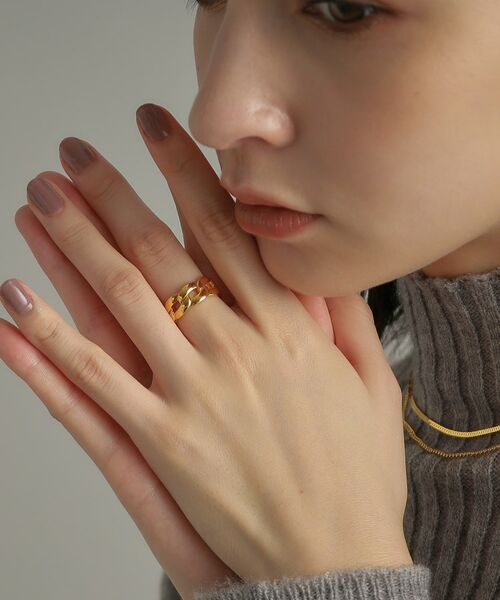 COCOSHNIK ONKITSCH / ココシュニックオンキッチュ リング | シルバー ボリュームカーブチェーンモチーフリング GP | 詳細6