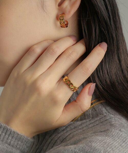 COCOSHNIK ONKITSCH / ココシュニックオンキッチュ リング | シルバー フラットカーブチェーンモチーフリング GP | 詳細7