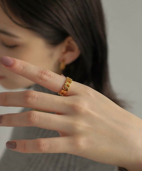 COCOSHNIK ONKITSCH / ココシュニックオンキッチュ リング | シルバー フラットカーブチェーンモチーフリング GP | 詳細8