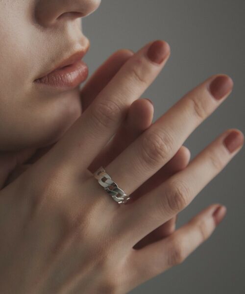 COCOSHNIK ONKITSCH / ココシュニックオンキッチュ リング | シルバー フラットカーブチェーンモチーフリング | 詳細5