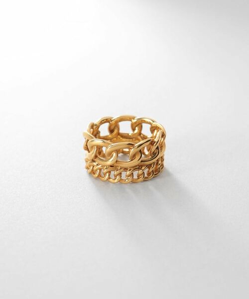 COCOSHNIK ONKITSCH / ココシュニックオンキッチュ リング | シルバー ダブルカーブチェーンモチーフリング GP（ゴールド(600)）