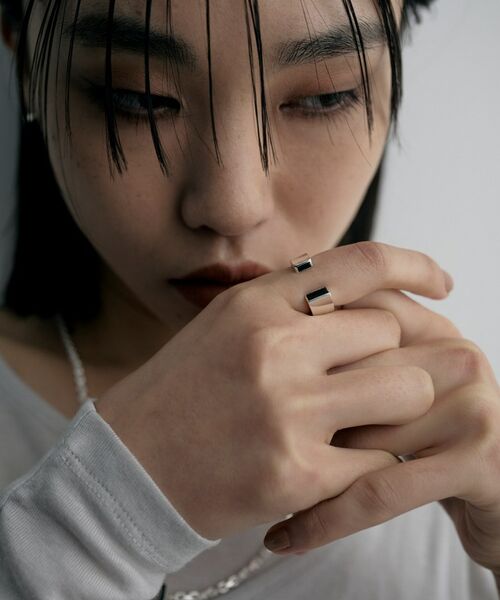 COCOSHNIK ONKITSCH / ココシュニックオンキッチュ リング | シルバー オニキス バケットカットオープンリング | 詳細7