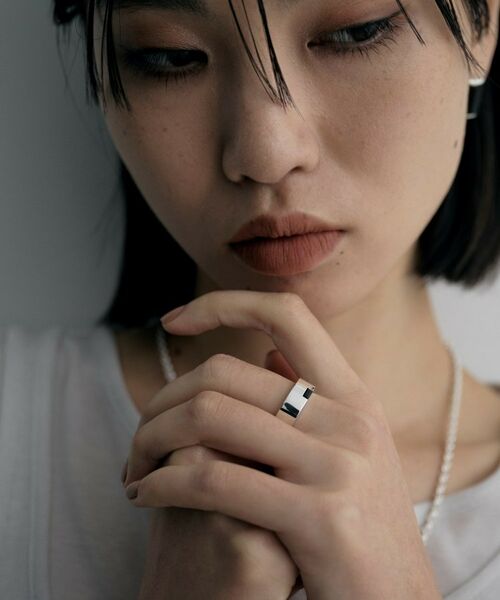 COCOSHNIK ONKITSCH / ココシュニックオンキッチュ リング | シルバー オニキス バケットカットフラットリング | 詳細7