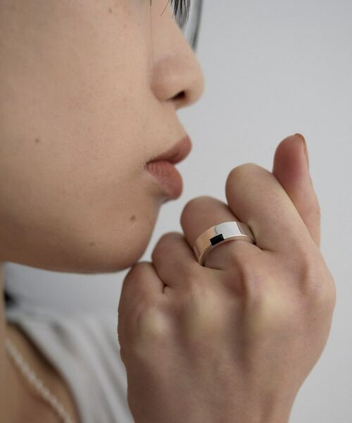 COCOSHNIK ONKITSCH / ココシュニックオンキッチュ リング | シルバー オニキス バケットカットフラットリング | 詳細8