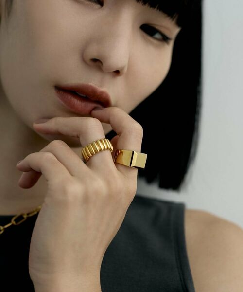 COCOSHNIK ONKITSCH / ココシュニックオンキッチュ リング | シルバー バケットカット シグネットリング GP | 詳細6