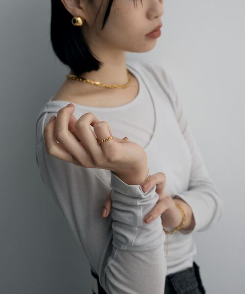 COCOSHNIK ONKITSCH / ココシュニックオンキッチュ リング | シルバー カーブチェーンモチーフピンキーリング GP | 詳細5