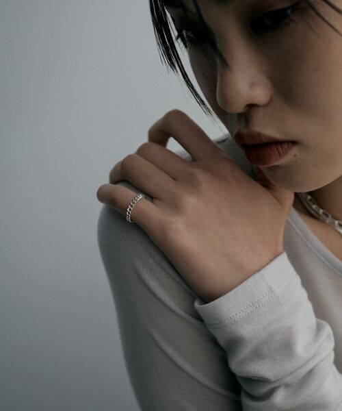 COCOSHNIK ONKITSCH / ココシュニックオンキッチュ リング | シルバー カーブチェーンモチーフピンキーリング | 詳細6