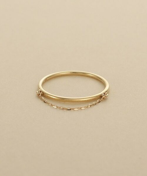 COCOSHNIK ONKITSCH / ココシュニックオンキッチュ リング | K10ミラーカットチェーン ドレープピンキーリング | 詳細2