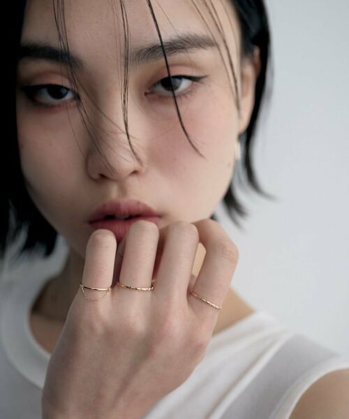 COCOSHNIK ONKITSCH / ココシュニックオンキッチュ リング | K10ミラーカットチェーン ドレープピンキーリング | 詳細6