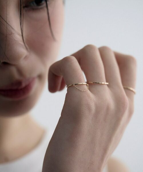 COCOSHNIK ONKITSCH / ココシュニックオンキッチュ リング | K10ミラーカットチェーン ドレープピンキーリング | 詳細7