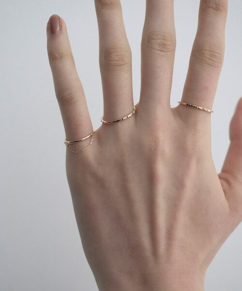 COCOSHNIK ONKITSCH / ココシュニックオンキッチュ リング | K10ミラーカットチェーン ドレープピンキーリング | 詳細8