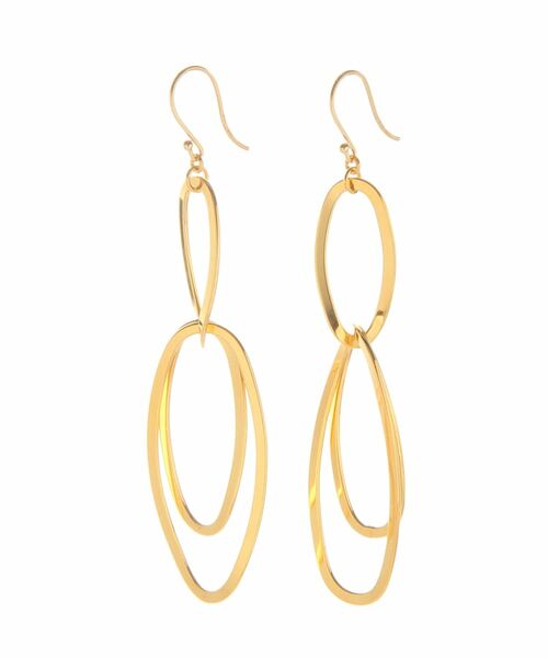 COCOSHNIK ONKITSCH / ココシュニックオンキッチュ ピアス・イヤリング | グラデーションチェーンオーバル フックピアス (K10フック)（ゴールド系(500)）