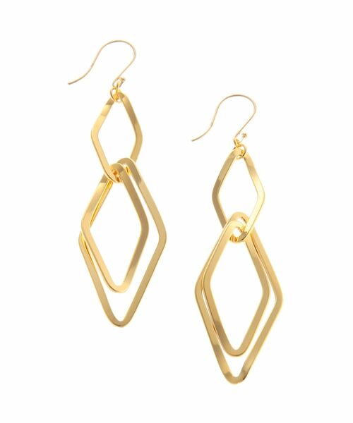 COCOSHNIK ONKITSCH / ココシュニックオンキッチュ ピアス・イヤリング | グラデーションチェーン菱形 フックピアス (K10フック) | 詳細2