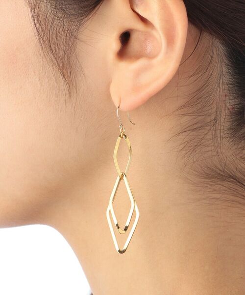 COCOSHNIK ONKITSCH / ココシュニックオンキッチュ ピアス・イヤリング | グラデーションチェーン菱形 フックピアス (K10フック) | 詳細5