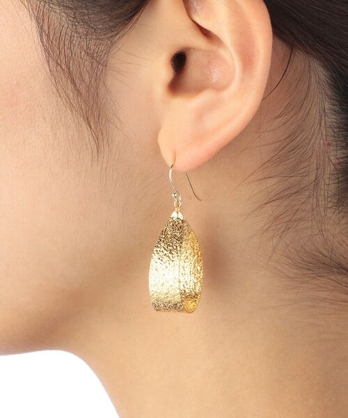 COCOSHNIK ONKITSCH / ココシュニックオンキッチュ ピアス・イヤリング | テクスチャープレート フープピアス(S) (K10ポスト) | 詳細5