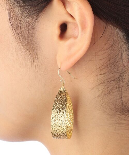 COCOSHNIK ONKITSCH / ココシュニックオンキッチュ ピアス・イヤリング | テクスチャープレート フープピアス(M) (K10ポスト) | 詳細5