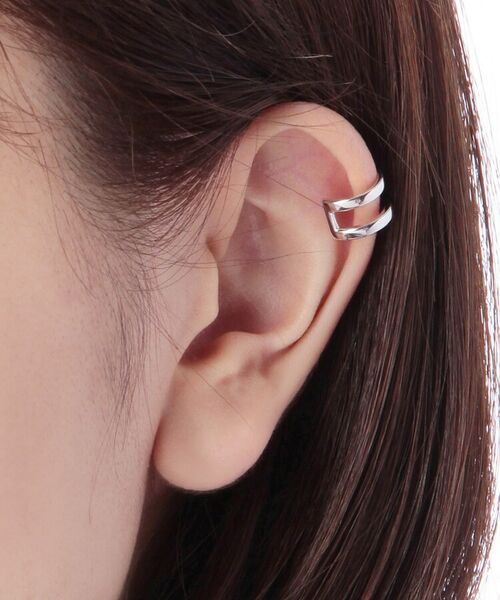 COCOSHNIK ONKITSCH / ココシュニックオンキッチュ ピアス・イヤリング | 角形イヤーカフス (ロジウムコーティング) | 詳細4