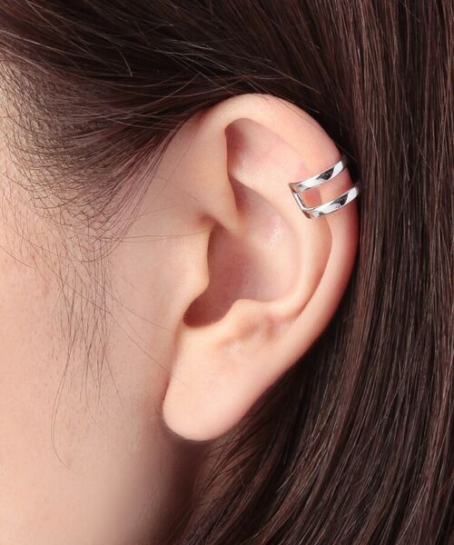 COCOSHNIK ONKITSCH / ココシュニックオンキッチュ ピアス・イヤリング | 角形イヤーカフス (ロジウムコーティング) | 詳細5