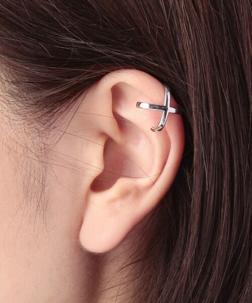 COCOSHNIK ONKITSCH / ココシュニックオンキッチュ ピアス・イヤリング | X形イヤーカフス (ロジウムコーティング) | 詳細5