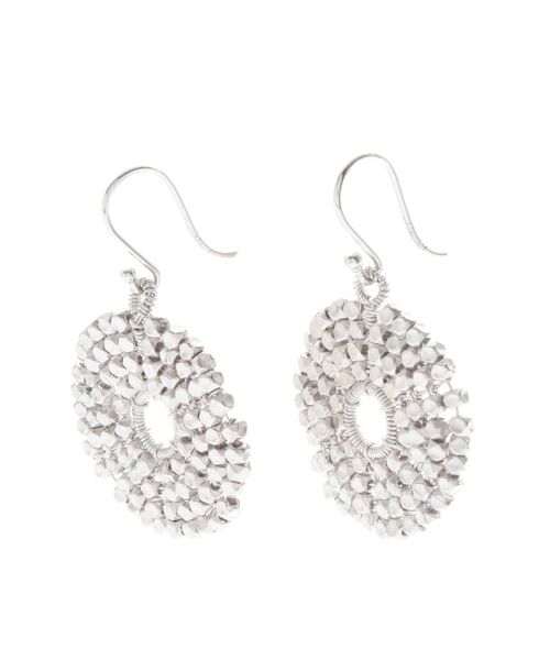 COCOSHNIK ONKITSCH / ココシュニックオンキッチュ ピアス・イヤリング | カットビーズ サークル フックピアス(ロジウムコーティング/K10フック)（シルバー(500)）