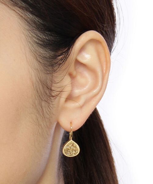 COCOSHNIK ONKITSCH / ココシュニックオンキッチュ ピアス・イヤリング | カラーストーン(ドルジーアゲートGD)マロンフックピアス(K10フック) | 詳細4