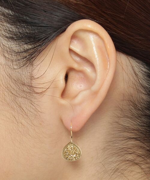 COCOSHNIK ONKITSCH / ココシュニックオンキッチュ ピアス・イヤリング | カラーストーン(ドルジーアゲートGD)マロンフックピアス(K10フック) | 詳細5