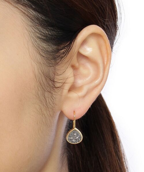 COCOSHNIK ONKITSCH / ココシュニックオンキッチュ ピアス・イヤリング | カラーストーン(ドルジーアゲートBL)マロンフックピアス(K10フック) | 詳細1