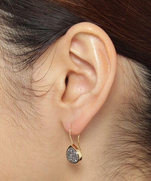 COCOSHNIK ONKITSCH / ココシュニックオンキッチュ ピアス・イヤリング | カラーストーン(ドルジーアゲートBL)マロンフックピアス(K10フック) | 詳細5