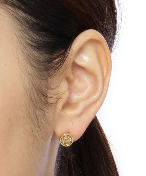 COCOSHNIK ONKITSCH / ココシュニックオンキッチュ ピアス・イヤリング | カラーストーン(ドルジーアゲートGD)スタッドピアス(K10フック) | 詳細4