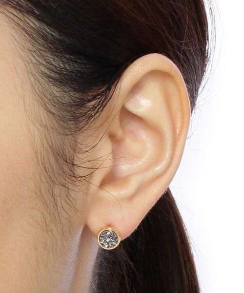 COCOSHNIK ONKITSCH / ココシュニックオンキッチュ ピアス・イヤリング | カラーストーン(ドルジーアゲートBL)スタッドピアス(K10フック) | 詳細4