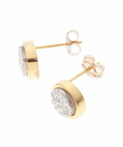 COCOSHNIK ONKITSCH / ココシュニックオンキッチュ ピアス・イヤリング | カラーストーンSV×YGコンビラウンドスタッドピアス(K10ポスト) | 詳細2