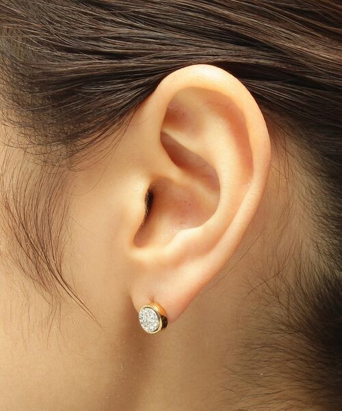 COCOSHNIK ONKITSCH / ココシュニックオンキッチュ ピアス・イヤリング | カラーストーンSV×YGコンビラウンドスタッドピアス(K10ポスト) | 詳細4