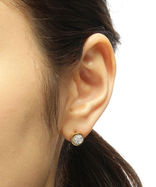 COCOSHNIK ONKITSCH / ココシュニックオンキッチュ ピアス・イヤリング | カラーストーンSV×YGコンビラウンドスタッドピアス(K10ポスト) | 詳細5