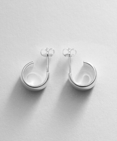 COCOSHNIK ONKITSCH / ココシュニックオンキッチュ ピアス・イヤリング | シルバー スモールフープ ワイドピアス | 詳細3