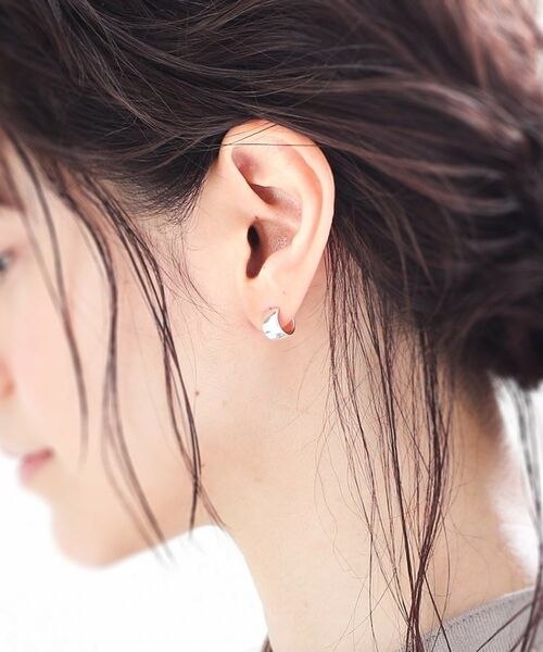 COCOSHNIK ONKITSCH / ココシュニックオンキッチュ ピアス・イヤリング | シルバー スモールフープ ワイドピアス | 詳細6