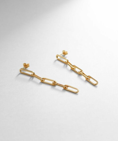 COCOSHNIK ONKITSCH / ココシュニックオンキッチュ ピアス・イヤリング | シルバー チェーンピアス フラットケーブルストレート GP | 詳細1