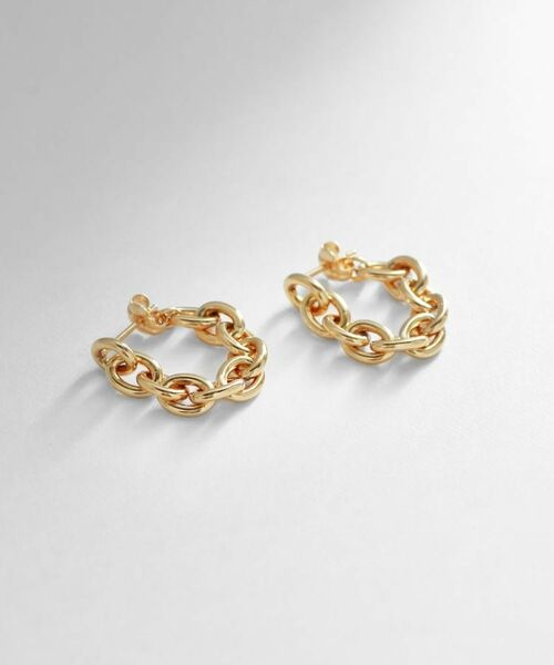 COCOSHNIK ONKITSCH / ココシュニックオンキッチュ ピアス・イヤリング | シルバー チェーンピアス オーバルリンクフープ GP | 詳細1