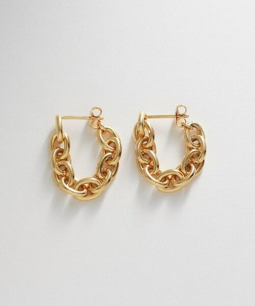 COCOSHNIK ONKITSCH / ココシュニックオンキッチュ ピアス・イヤリング | シルバー チェーンピアス オーバルリンクフープ GP | 詳細3