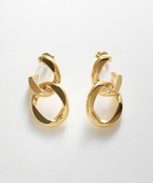 COCOSHNIK ONKITSCH / ココシュニックオンキッチュ ピアス・イヤリング | シルバー チェーンピアス カーブチェーンダブル GP | 詳細3