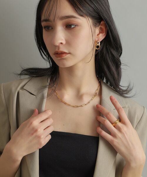 COCOSHNIK ONKITSCH / ココシュニックオンキッチュ ピアス・イヤリング | シルバー チェーンピアス カーブチェーンダブル GP | 詳細6